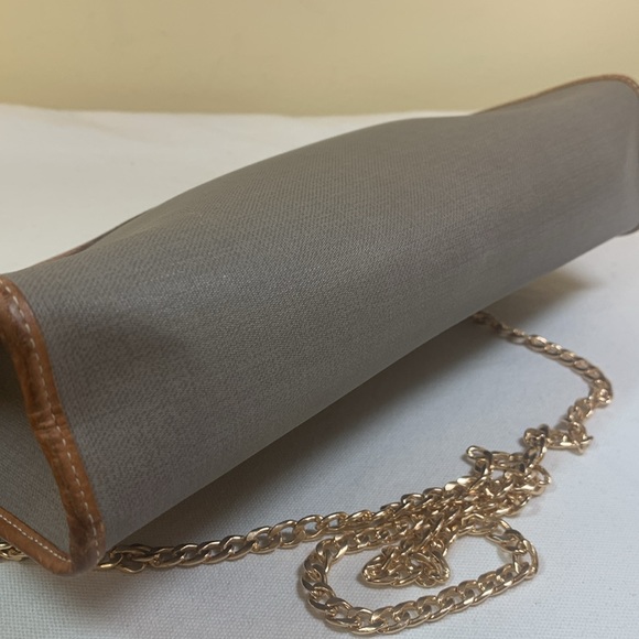 Dior Clutch Gray Coated Canvas, Brown Leather with COA - Picture 12 of 15
